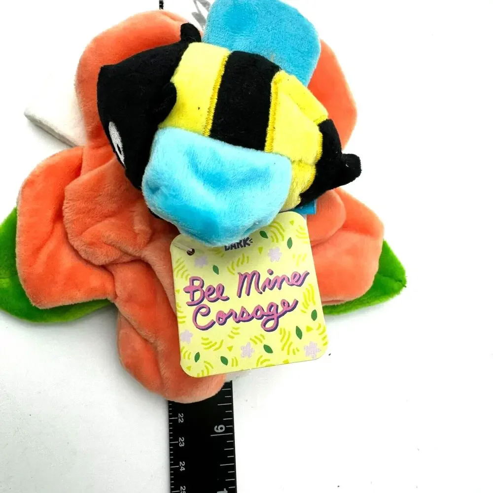 BARK BOX | NEW Bee Mine Corsage‎ Medium Plush Wearable Dog Toy Crinkle Squeaker